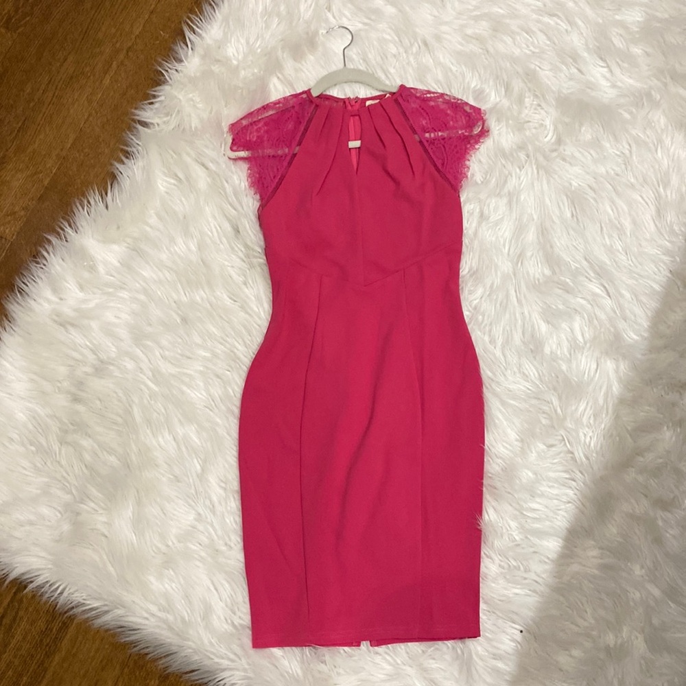 Perfect pink adorable fitted Adora midi dress